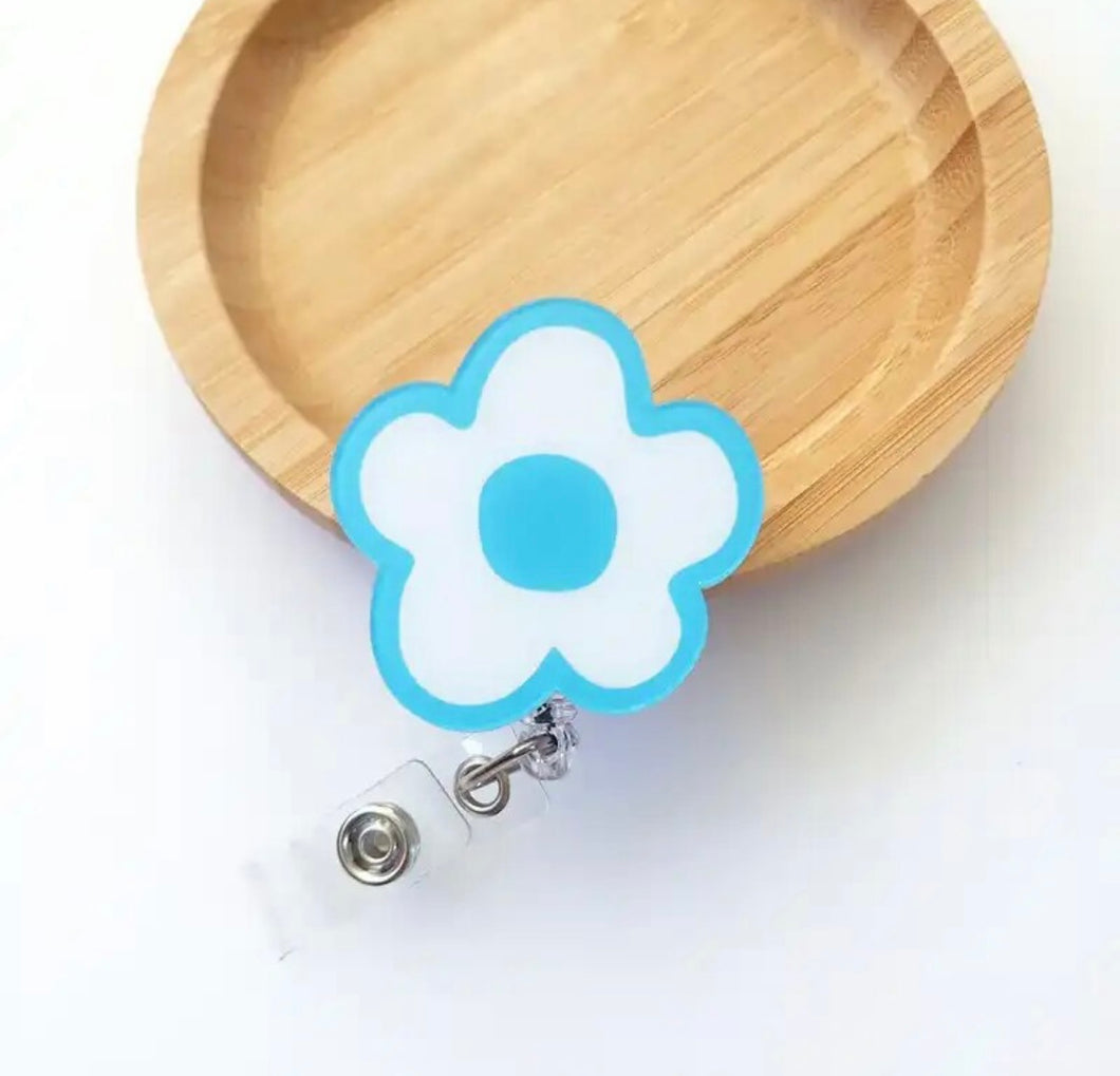 Blue Flower Badge Reel