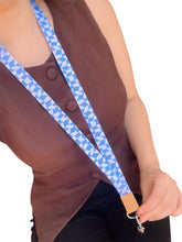 Load image into Gallery viewer, Groovy Gingham Blue Fabric Lanyard