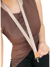 Load image into Gallery viewer, Mocha Gingham Fabric Lanyard
