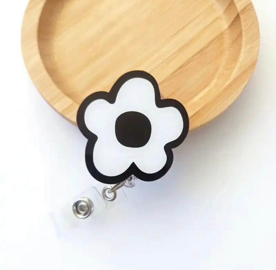 Black Flower Badge Reel