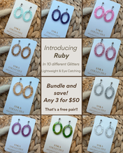 Load image into Gallery viewer, Ruby Dangle Glitter Earrings