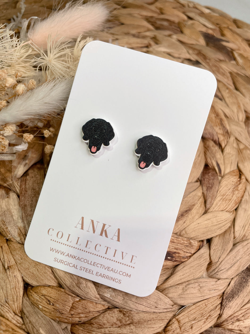 Great Dane Black Stud Earrings
