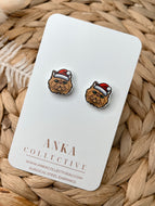 Persian Brown Cat Stud Christmas Earrings