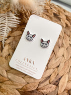 Silver Cat Stud Earrings
