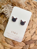 Russian Blue Cat Stud Earrings