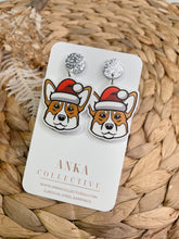 Load image into Gallery viewer, Corgi Dangle Christmas Earrings
