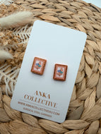 Stamp Sparkly Orange TS Stud Earrings
