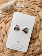 Dachshund Cream Stud Christmas Earrings