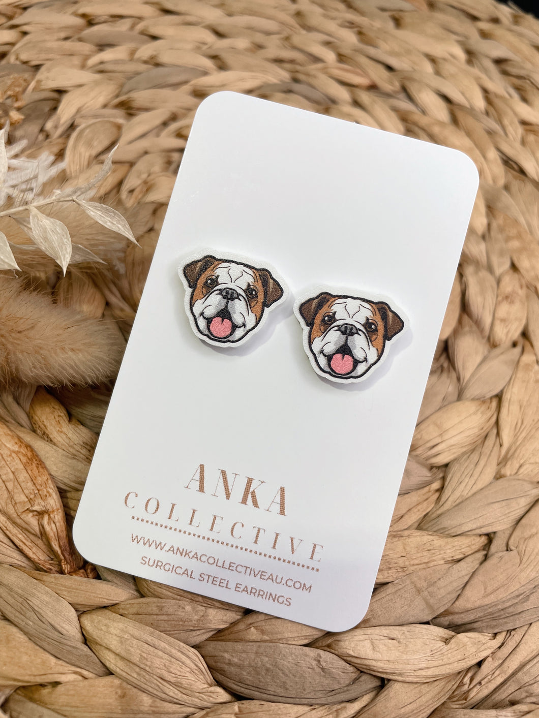 English Bulldog Stud Earrings