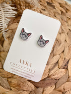 Tabby Silver Cat Stud Earrings