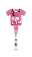 Scrub Life Pink Badge Reel