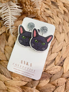 Russian Blue Cat Dangle Earrings
