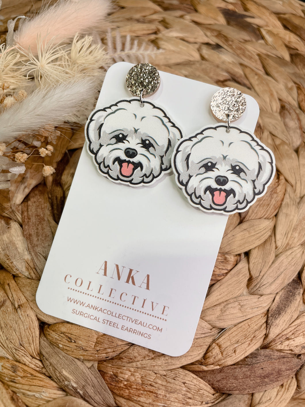 Bichon Frise Dangle Earrings