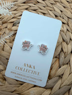 Floral Wheelbarrow Stud Earrings