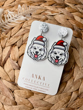 Load image into Gallery viewer, Japanese Spitz Dangle Christmas Earrings
