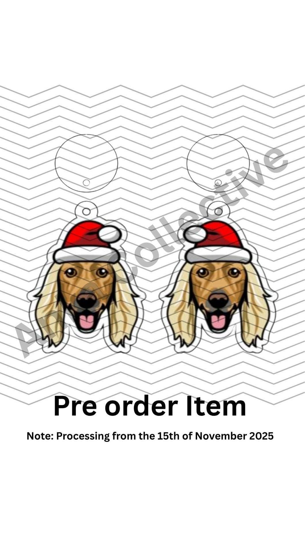 Afghan Hound Dangle Christmas Earrings