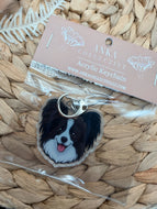 Papillion Black Dog Keychain