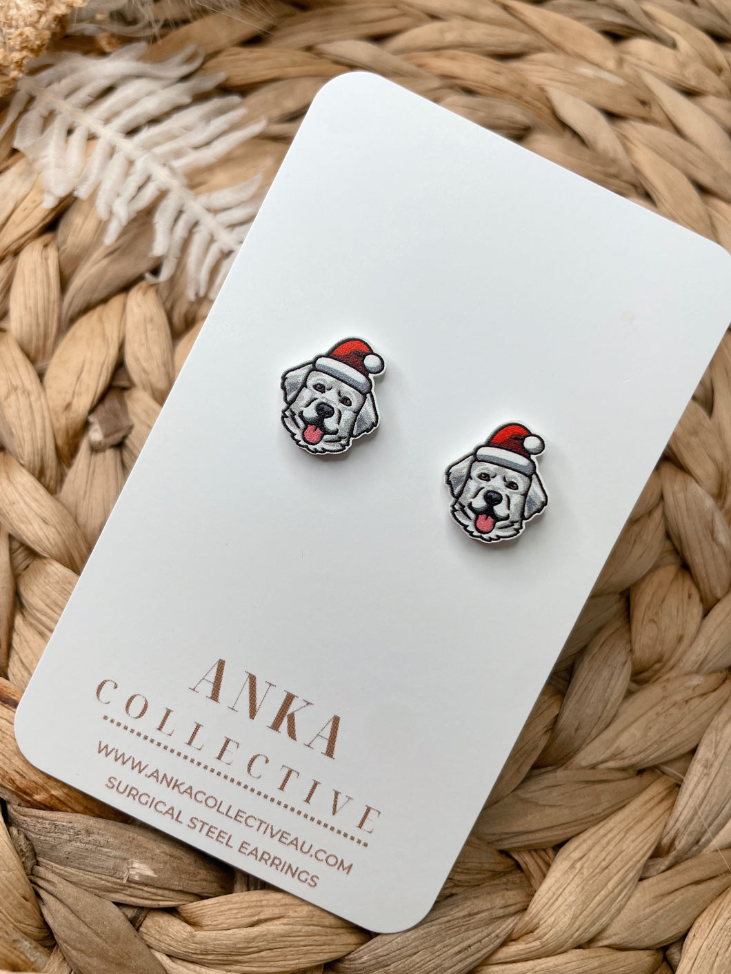Maremma Stud Christmas Earrings