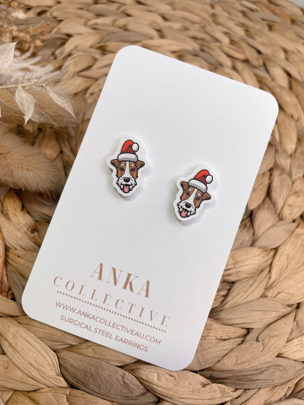 Fox Terrier Stud Christmas Earrings