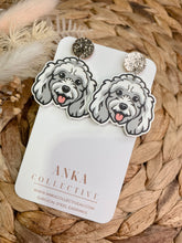 Load image into Gallery viewer, Mini Poodle White Dangle Earrings
