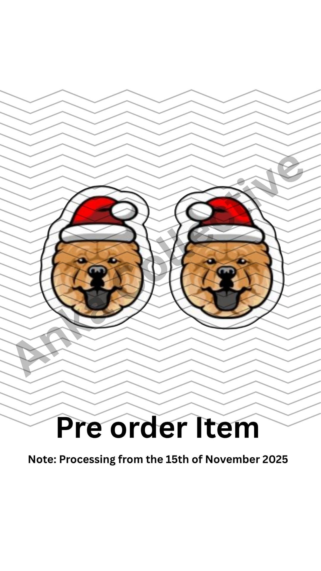 Chow chow Cinnamon Stud Christmas Earrings