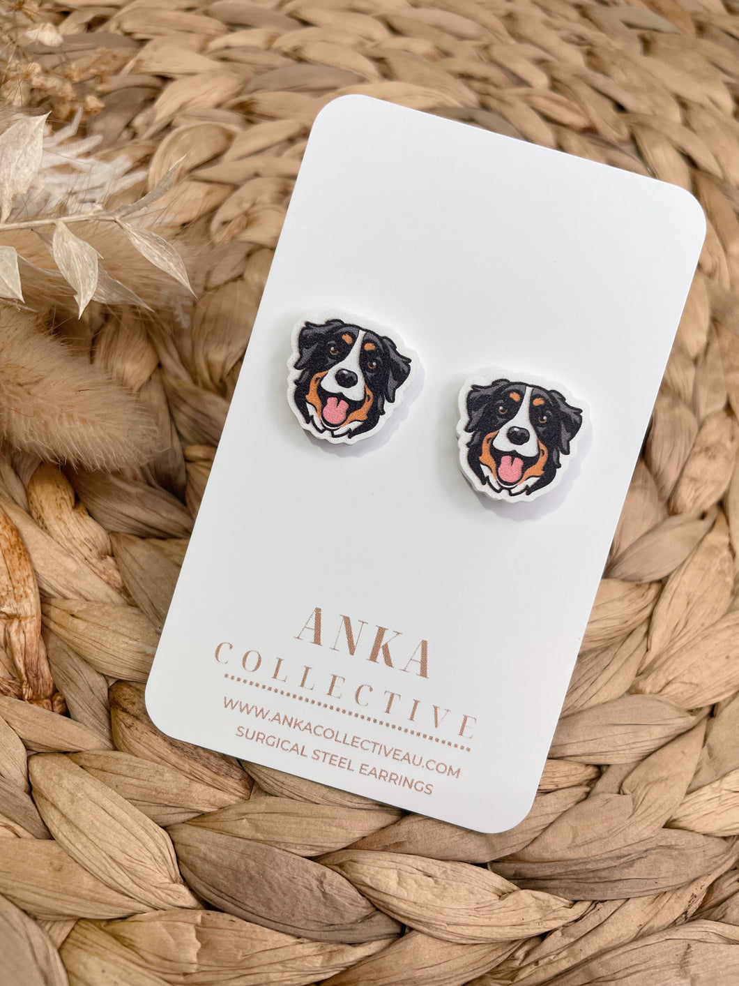 Bernese Mountain Stud Earrings