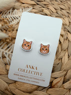 Ginger Cat Stud Earrings