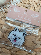 Pomeranian White Dog Keychain