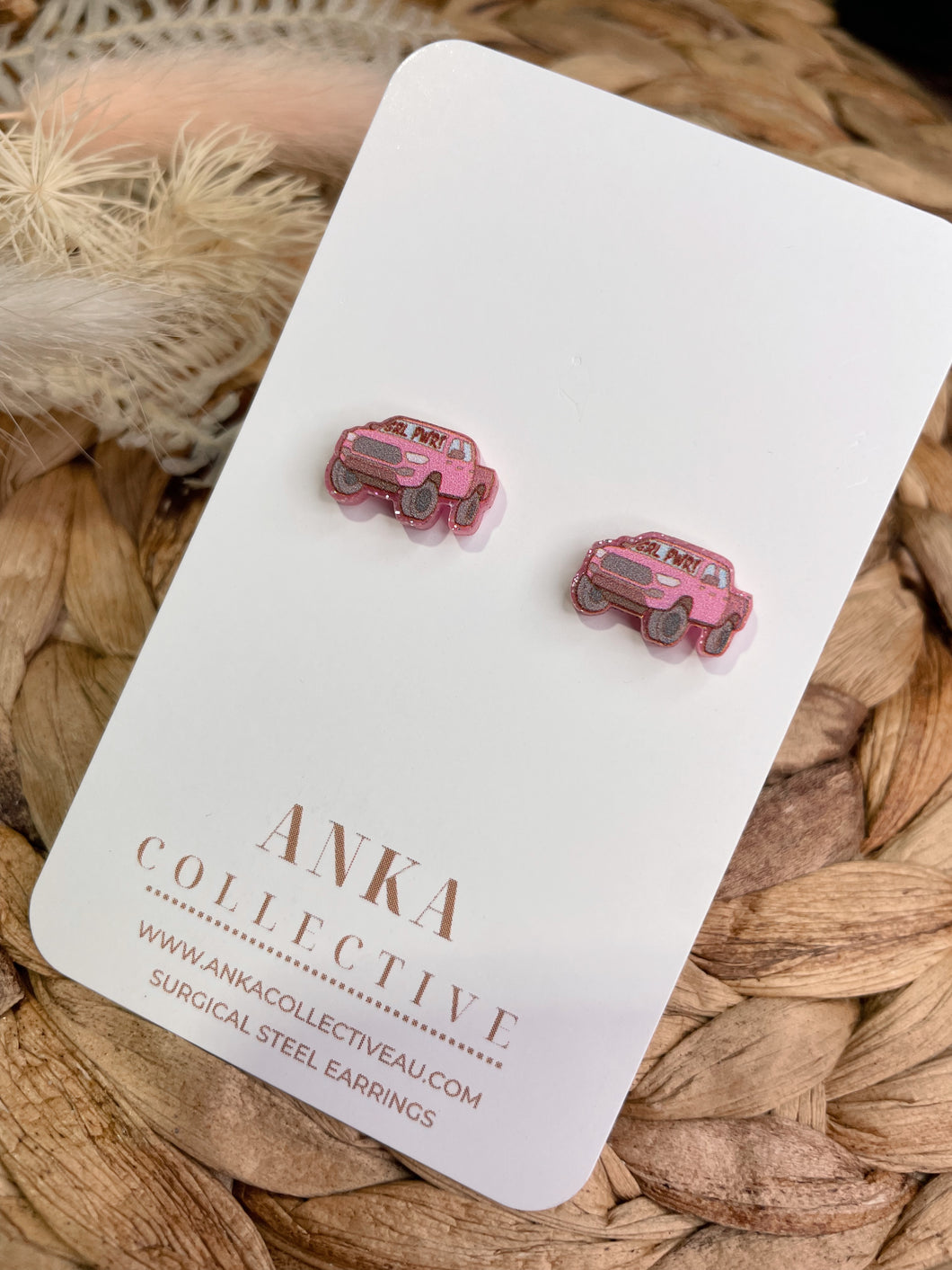 Girl Power Ute Pink Stud Earrings