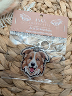 Border Collie Blonde Dog Keychain