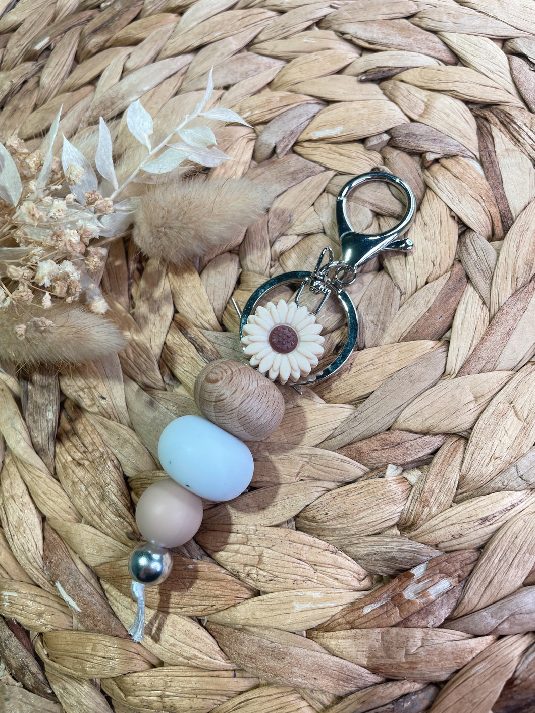 Nude Floral Keychain