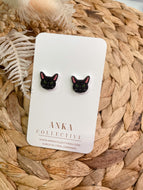 Black Cat Stud Earrings