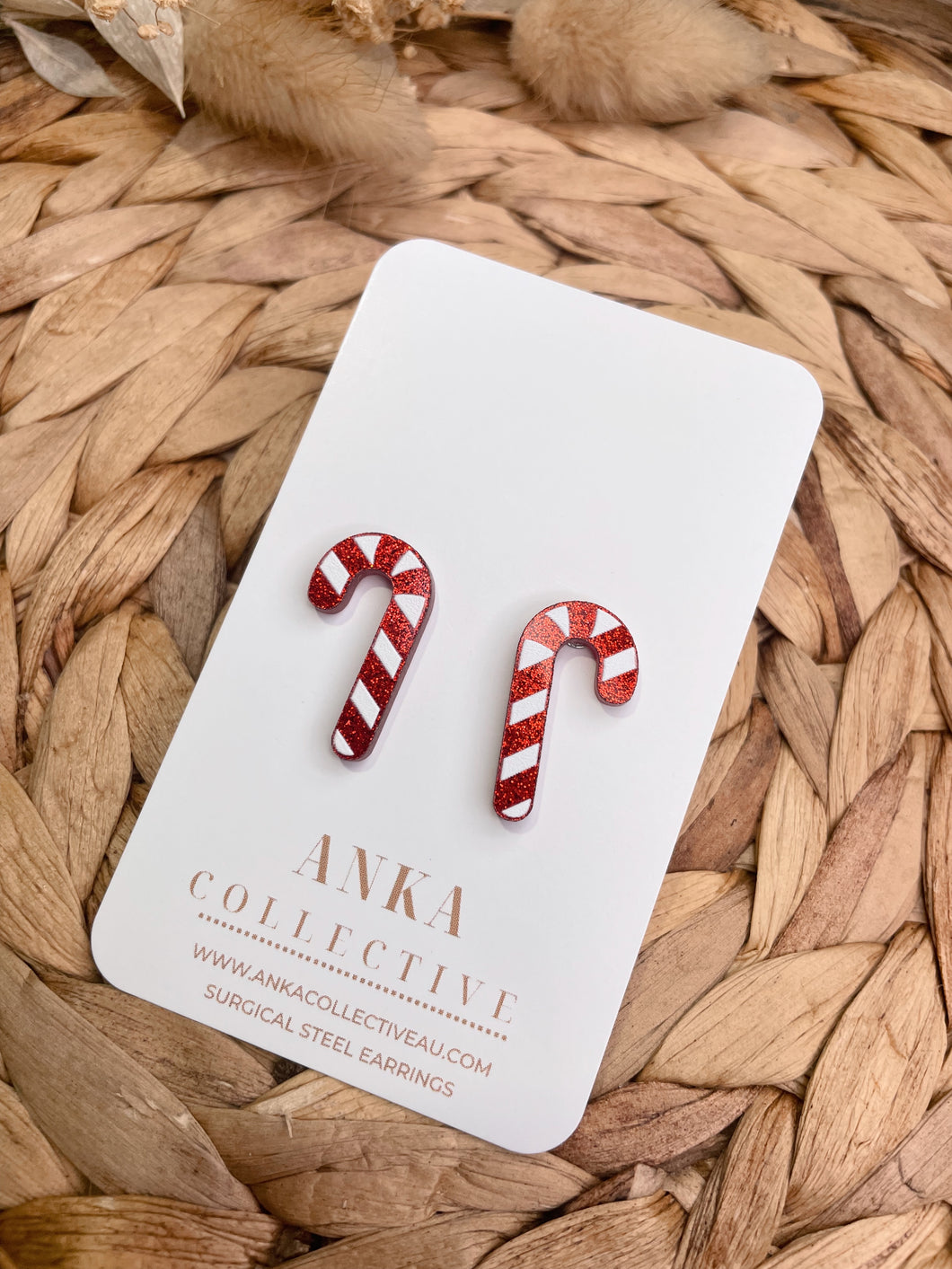 Candy Cane Stud Earrings