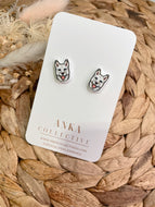 Husky White Stud Earrings