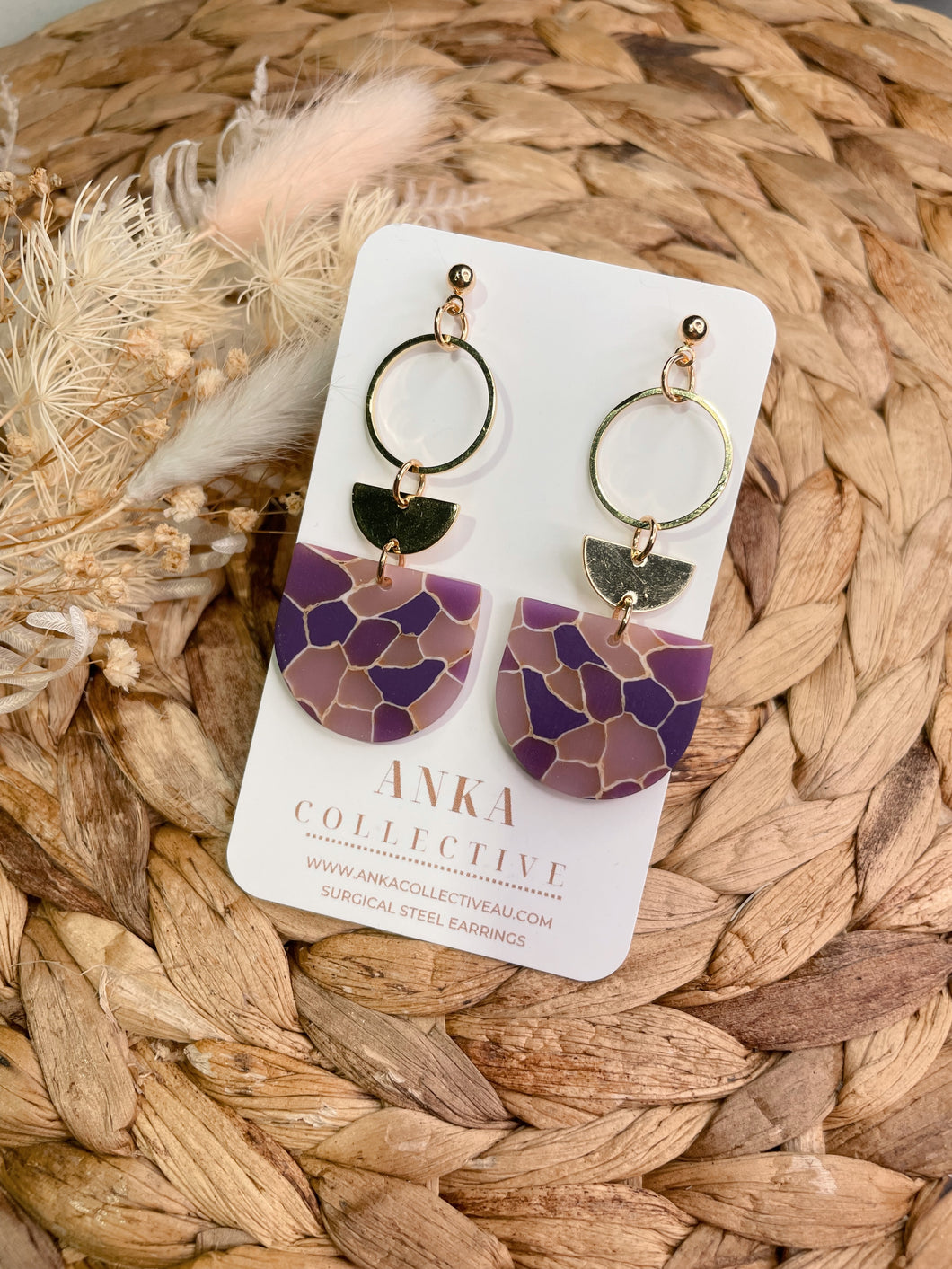 Purple Mosaic Statement Earrings