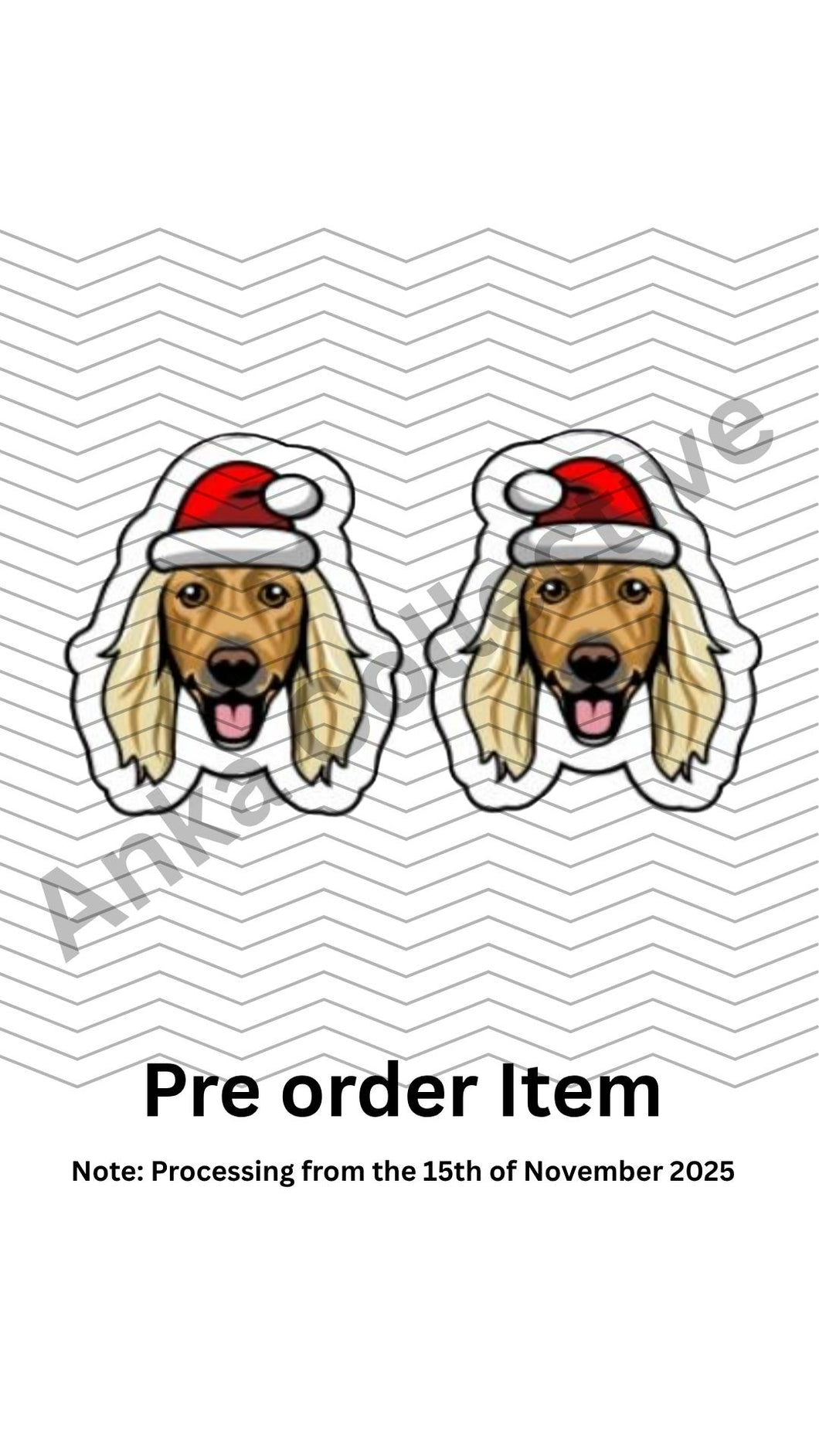 Afghan Hound Stud Christmas Earrings