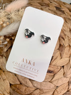 Staffy Custom Black & White Markings Stud Earrings