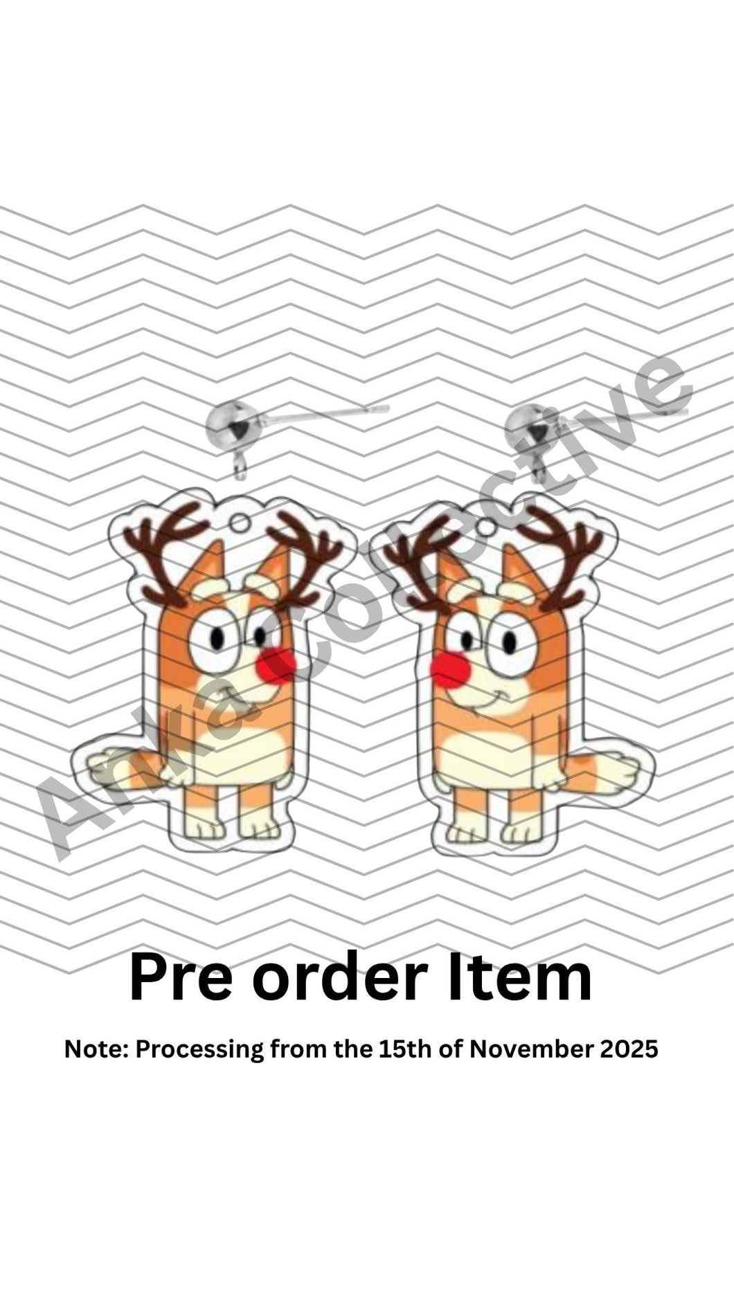 Orange Dog Christmas Dangle Earrings