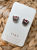 Bengal Dark Cat Stud Christmas Earrings