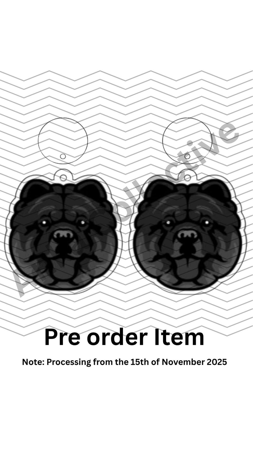 Chow Chow Black Dangle Earrings