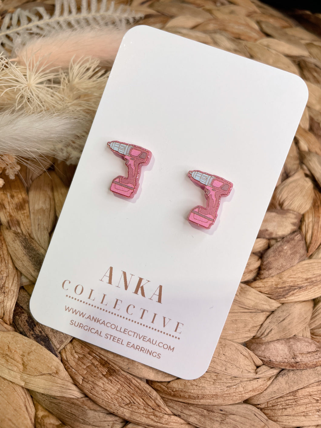 Drill Diva Pink Stud Earrings