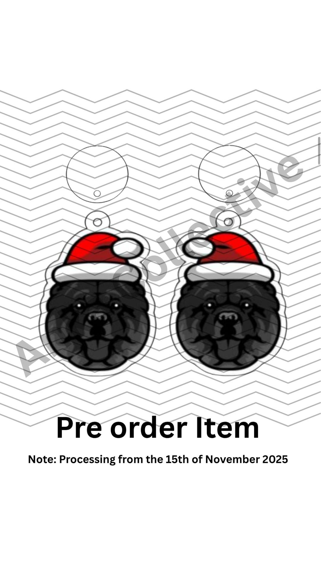 Chow Chow Black Dangle Christmas Earrings