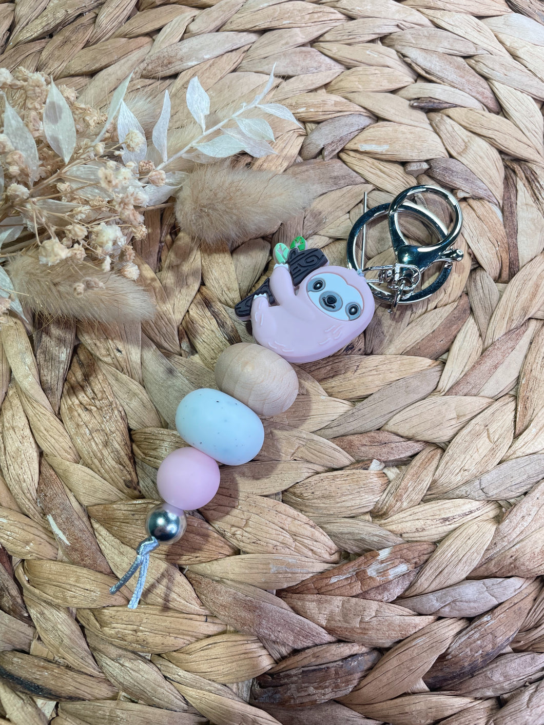 Pink Sloth Keychain