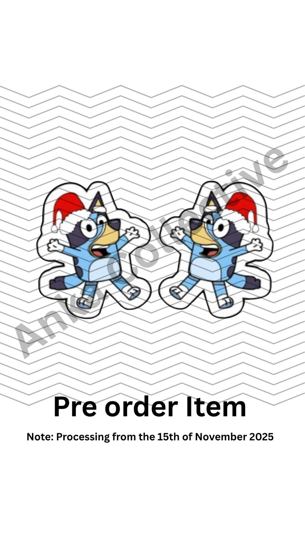 Blue Dog Christmas Stud Earrings