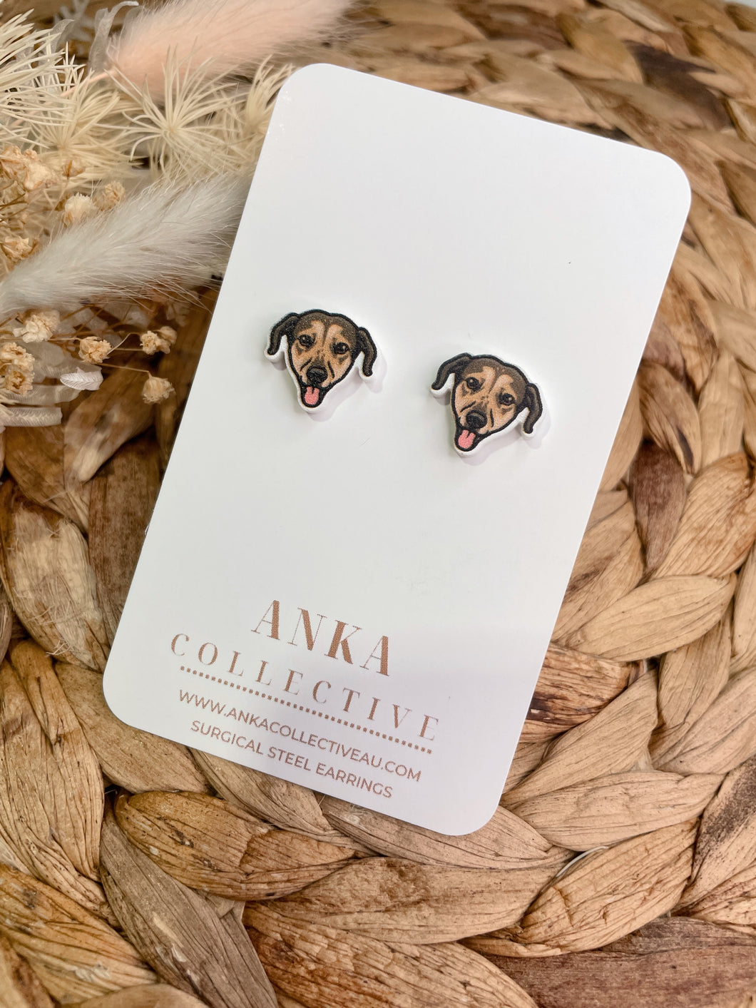 Koolie Kelpie Mix Breed Stud Earrings
