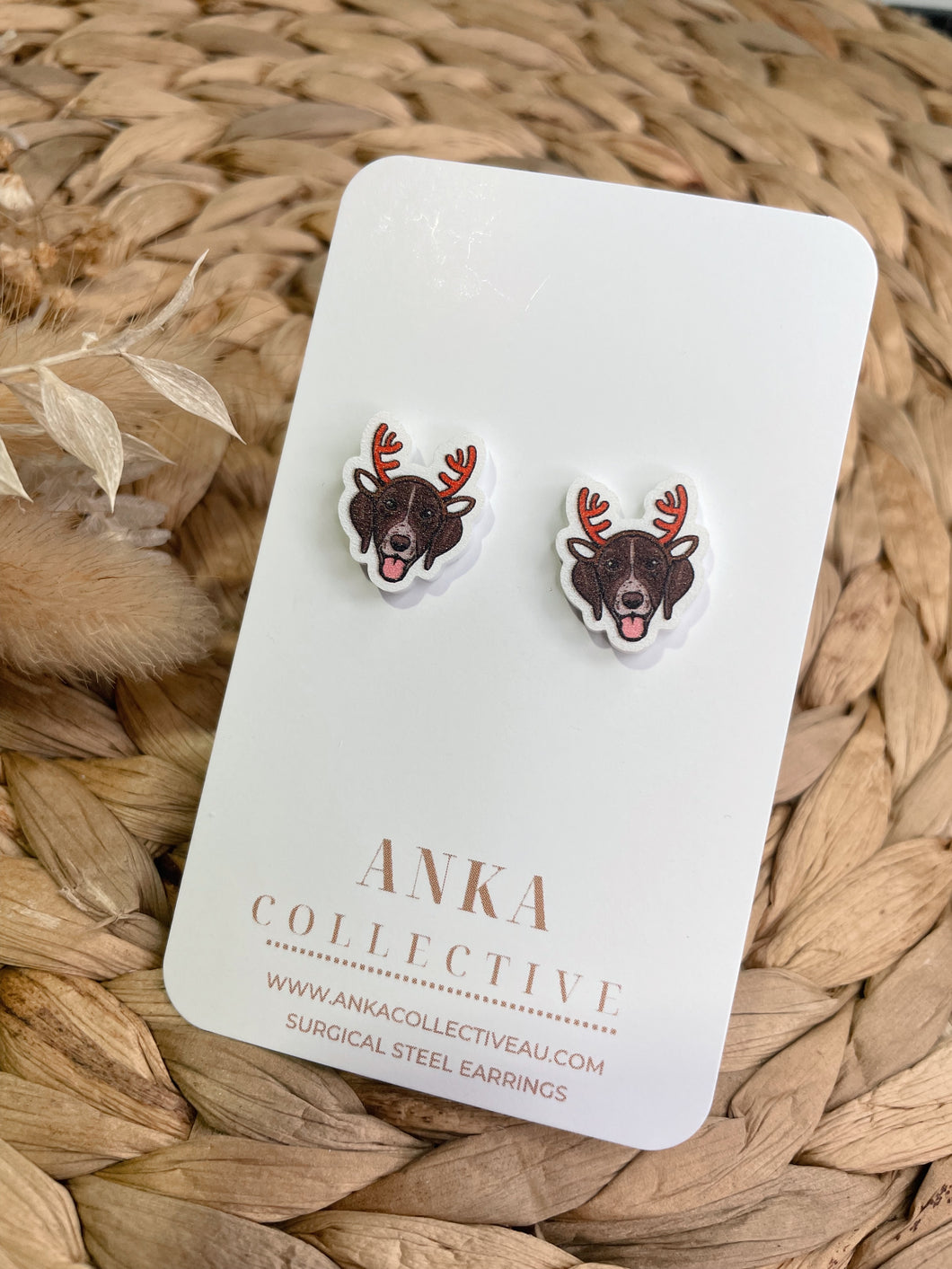 German Shorthair Pointer Christmas Stud Earrings