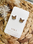 Tabby Orange Cat Stud Earrings