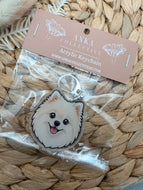 Pomeranian Blonde Dog Keychain