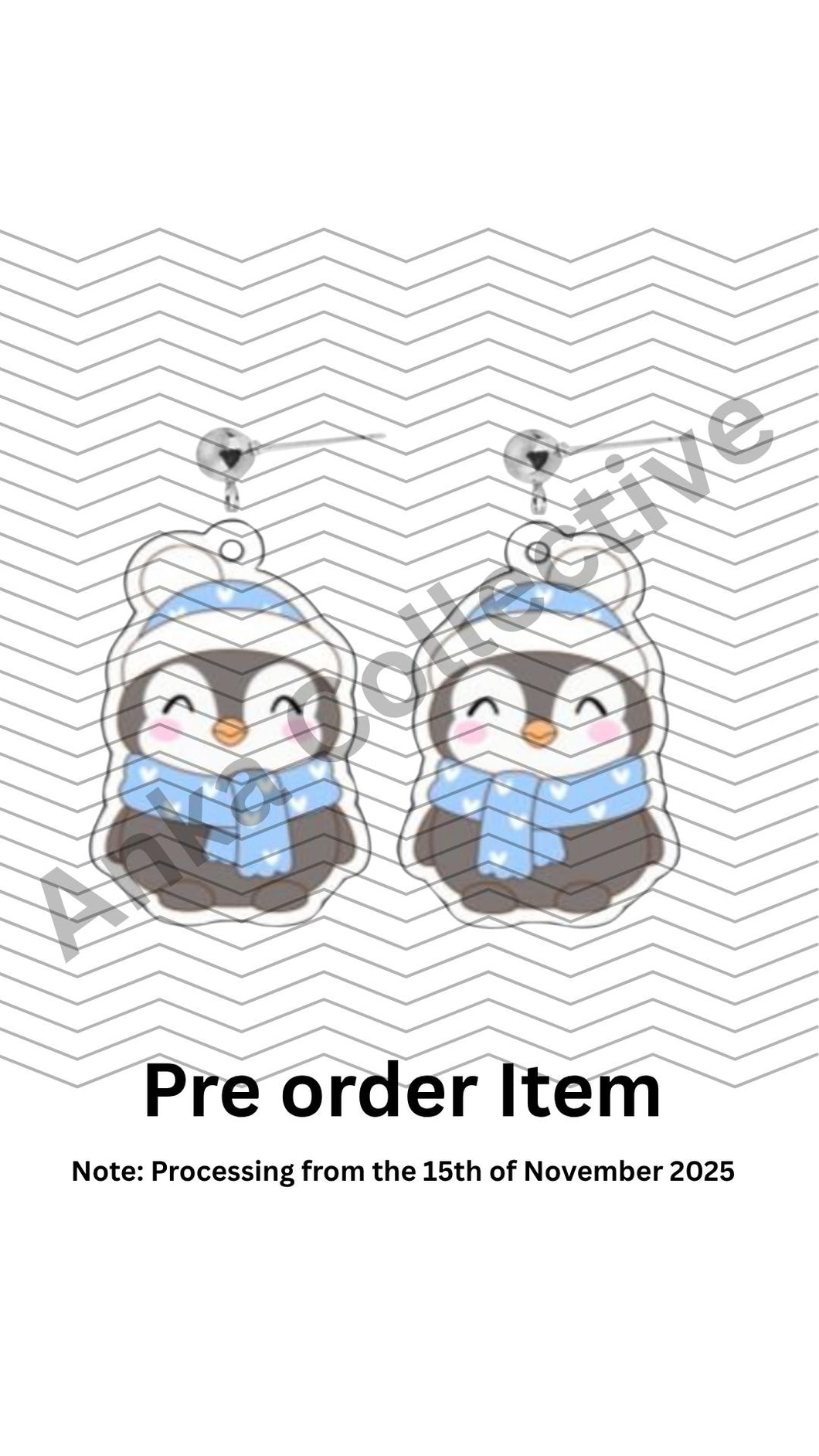 Winter Penguin Dangle Earrings