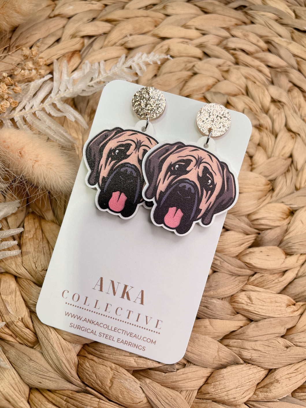 Bull Mastiff Dangle Earrings